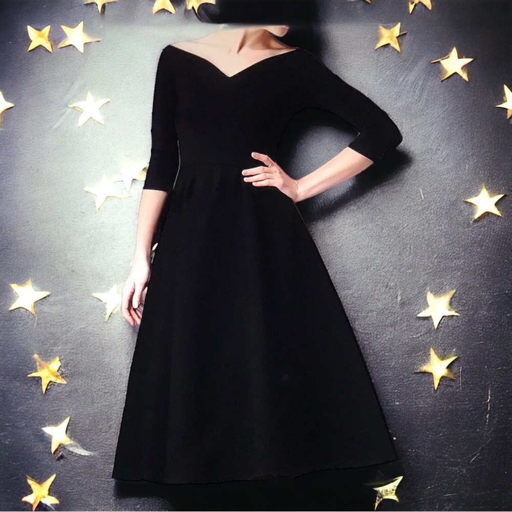 Chic Black Off-Shoulder Midi Dress